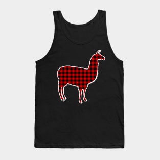 Buffalo Plaid Llama Christmas Pattern Tank Top